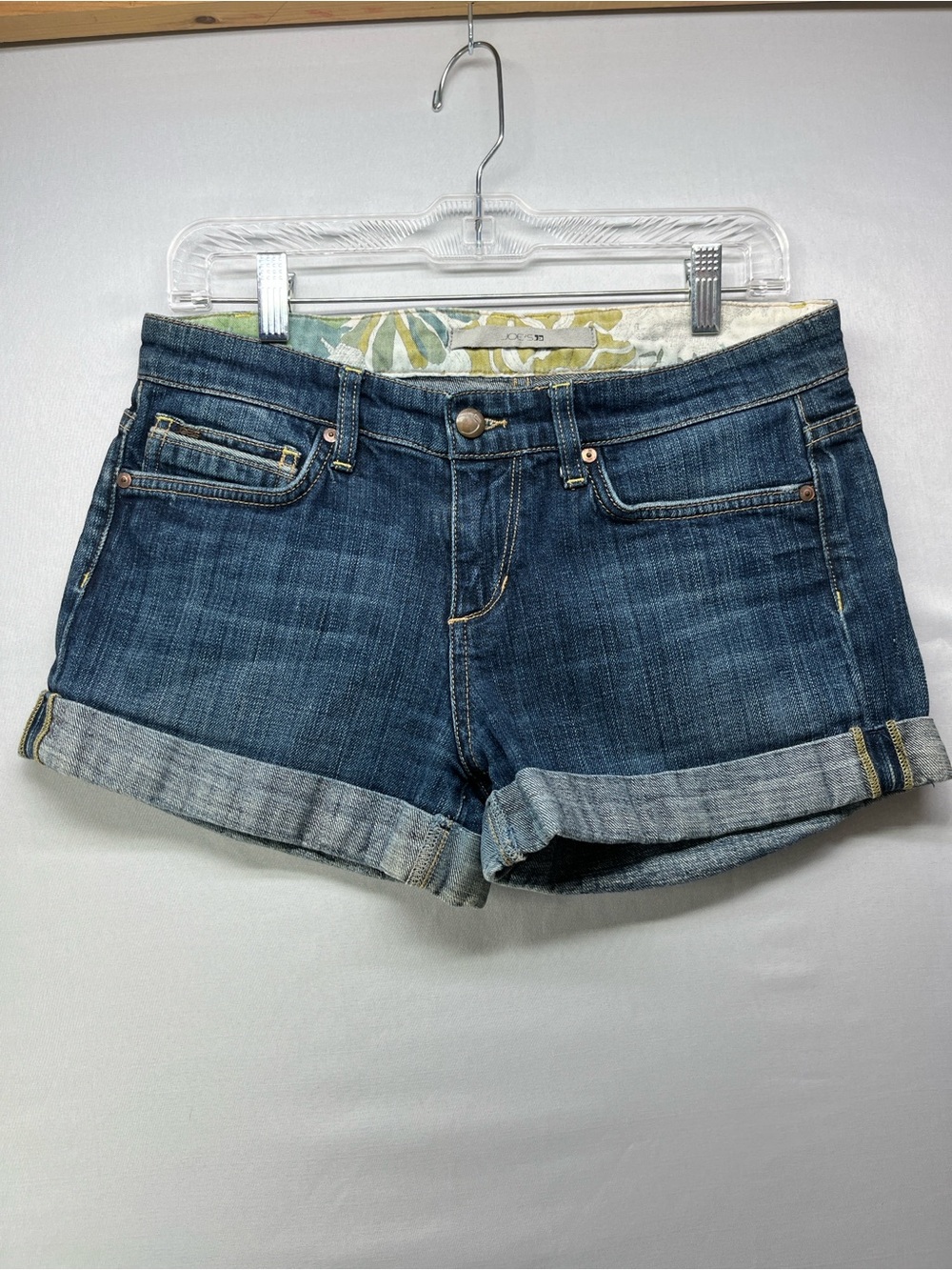 Classic Mid-Rise‎ Dark Blue Denim Roll Cuff Shorts